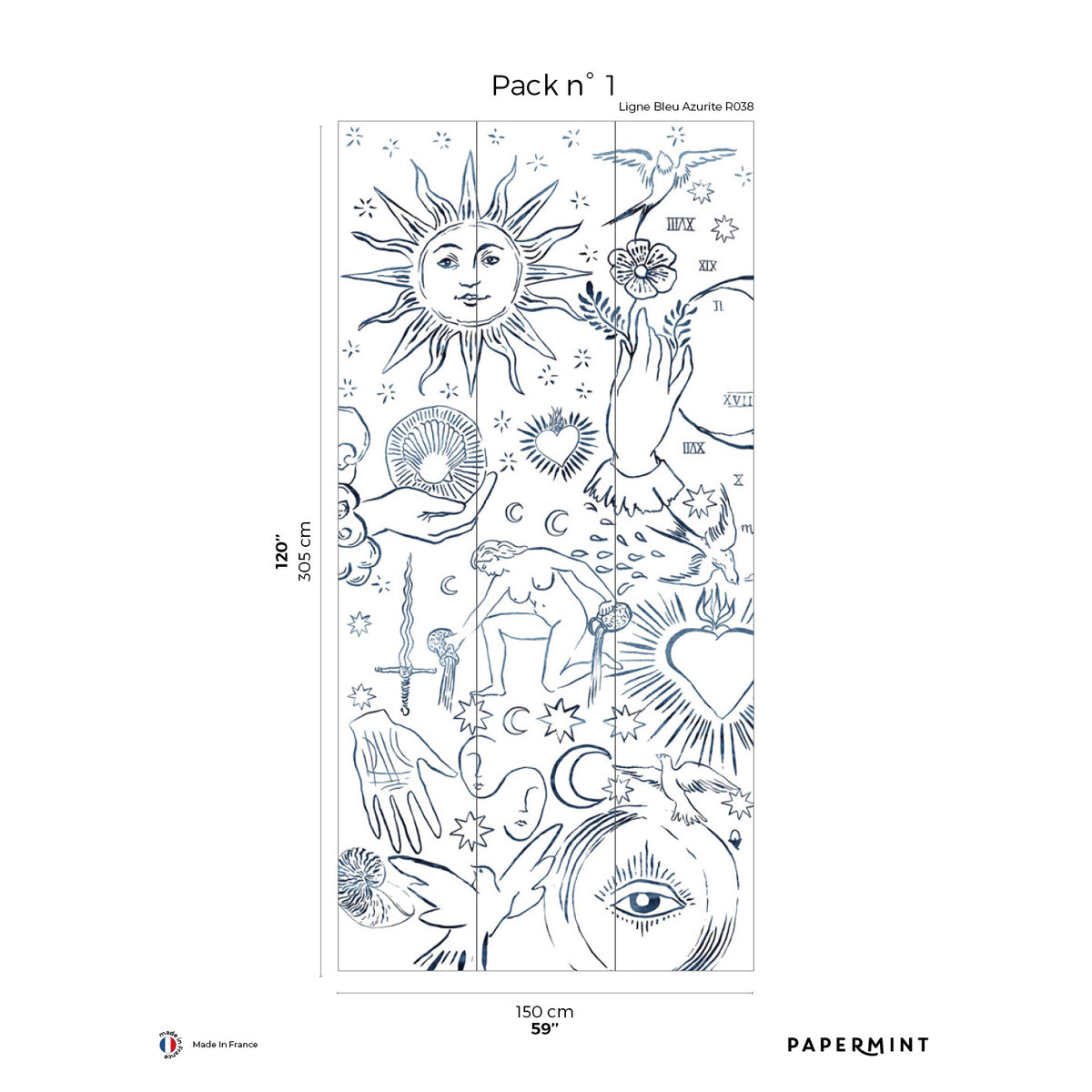 Papermint Divine Pack 1 in Navy Wall Mural 8184-AU1-A