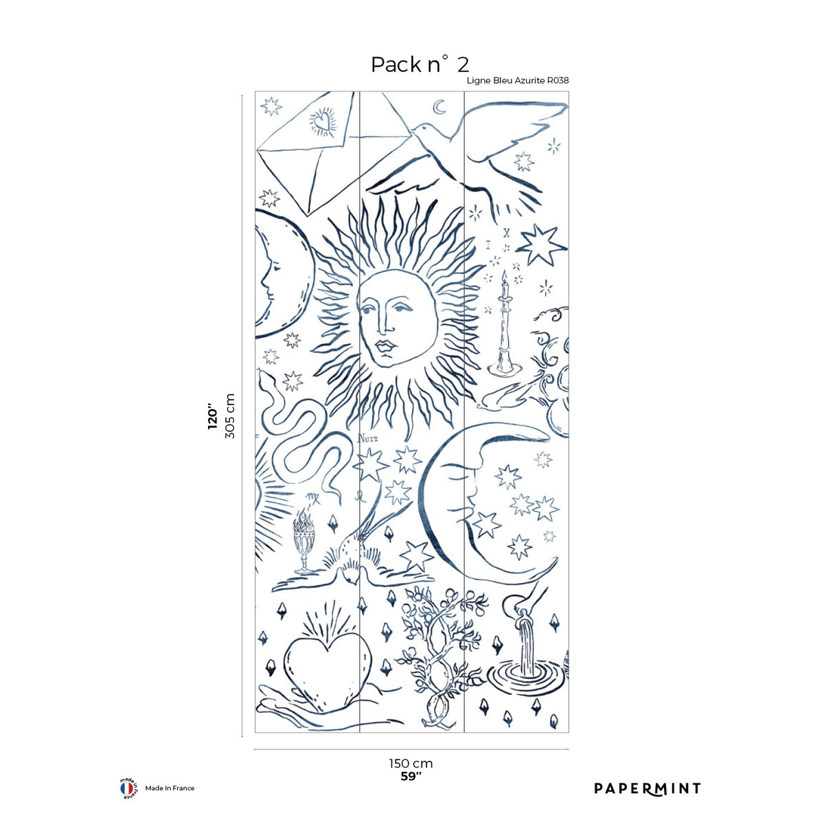 Papermint Divine Pack 2 in Navy Wall Mural 8184-AU1-B
