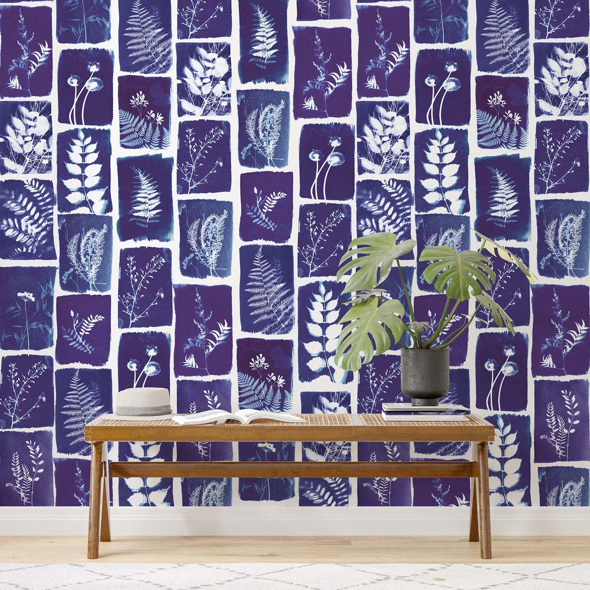 Papermint Botanical Imprint Pack 1 in Navy Wall Mural 8184-A