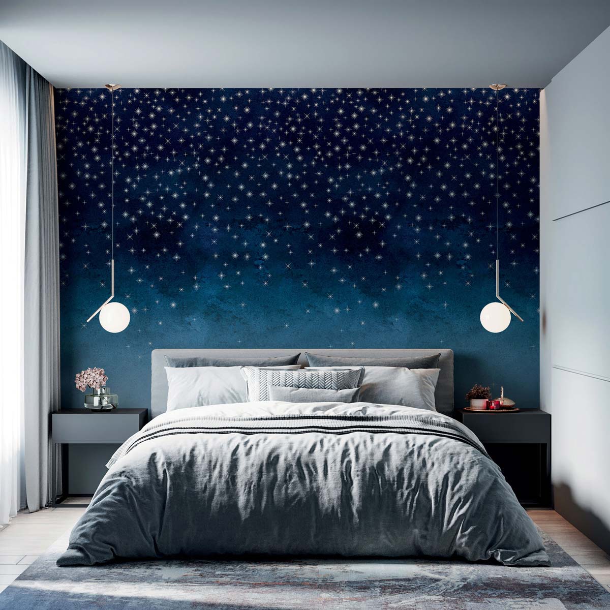 Papermint Starlights Pack 1 in Navy Wall Mural 8184-AZ1-B