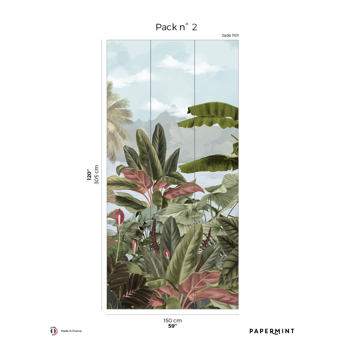 Papermint Exotic Pack 2 in Blue Wall Mural 8184-BA2-B