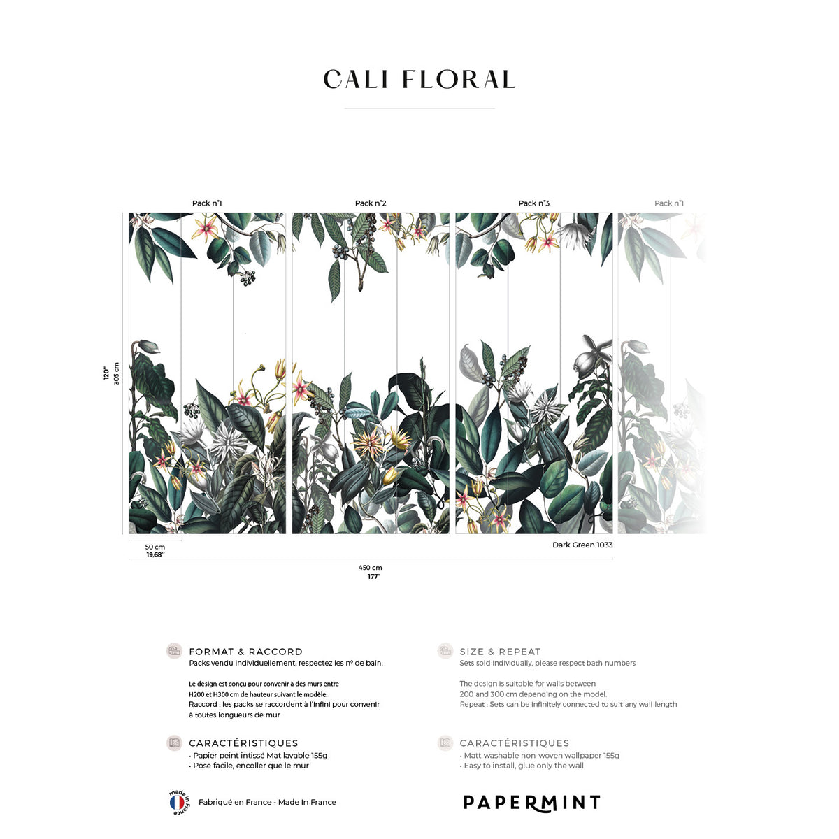 Papermint Cali Pack 1, 2 & 3 in Green Wall Mural 8184-BDL-AL