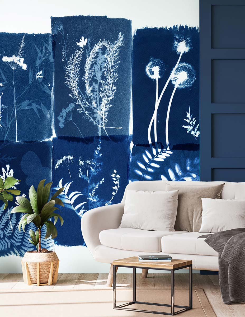 Papermint Cyanotype Pack 1 & 2 in Blue Wall Mural 8184-BDL-A