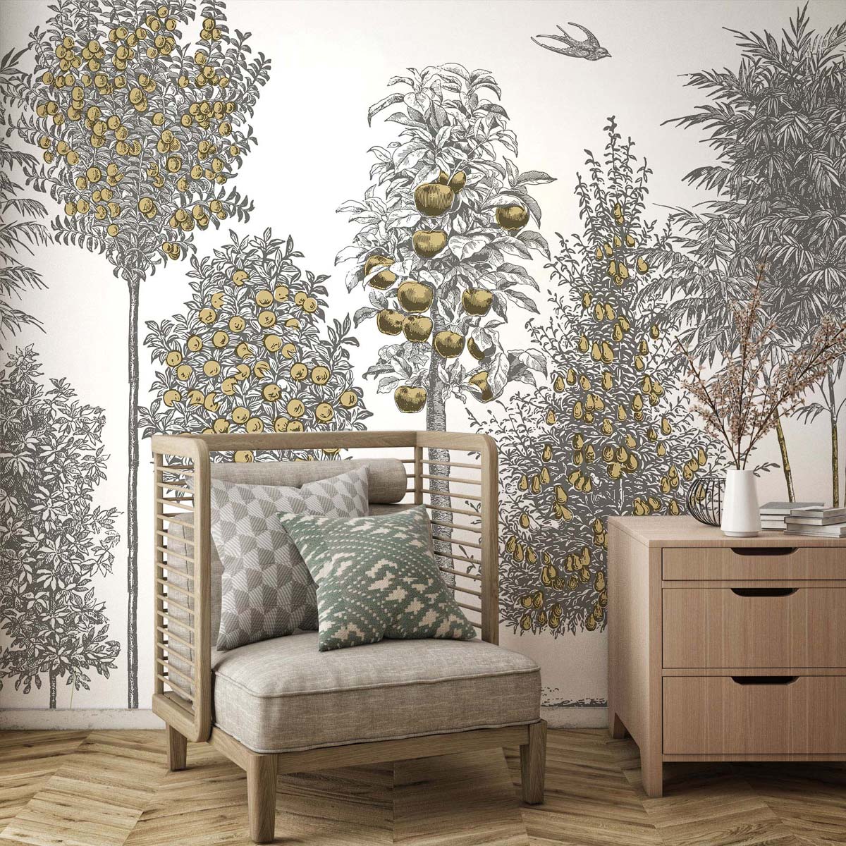 Papermint Orchards Pack 1 & 2 in Gold Wall Mural 8184-BDL-BF