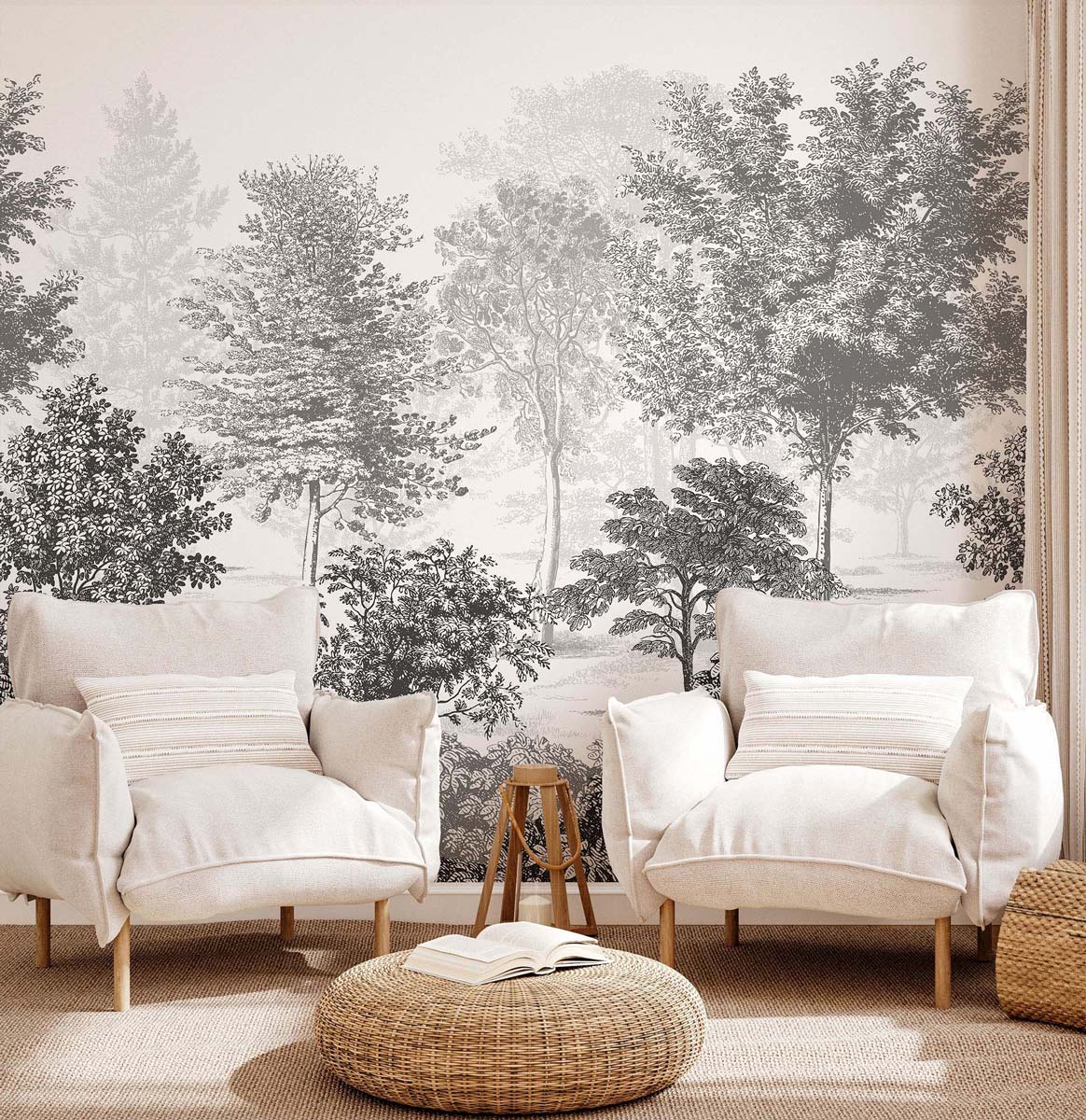 Papermint In The Woods Pack 1 & 2 in Grey Wall Mural 8184-BD