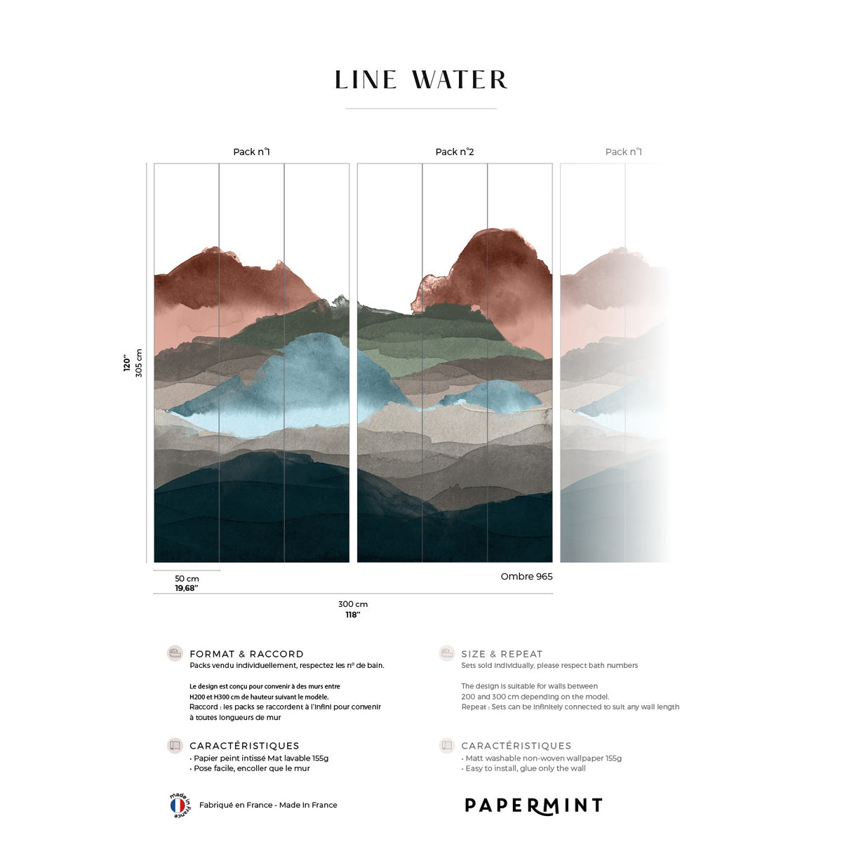 Papermint Line Water Pack 1 & 2 in Multi Wall Mural 8184-BDL