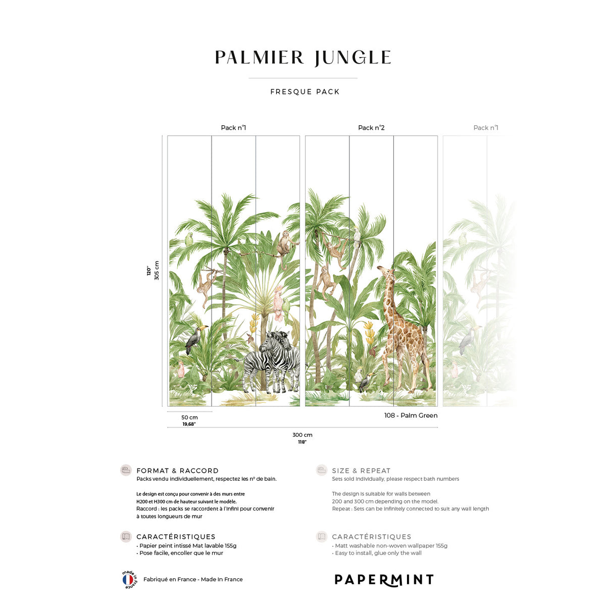Papermint Palm Tree Pack 1 & 2 in Brown Wall Mural 8184-BDL-