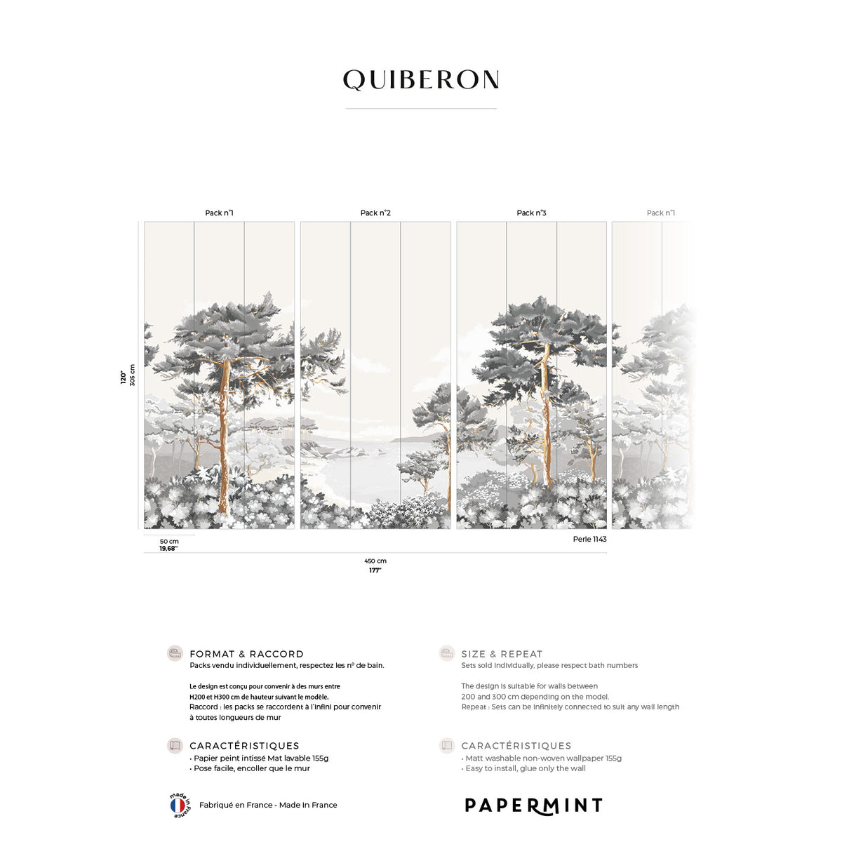 Papermint Quiberon Pack 1, 2 & 3 in White Wall Mural 8184-BD