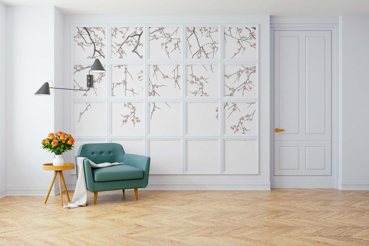 Papermint Sakura Pack 1 & 2 in White Wall Mural 8184-BDL-CW3