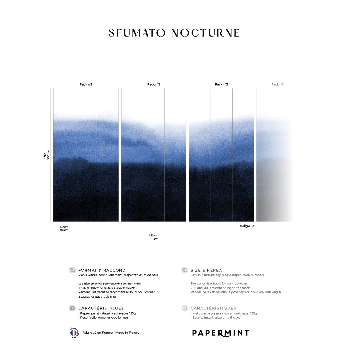 Papermint Sfumato Pack 1, 2 & 3 in Blue Wall Mural 8184-BDL-