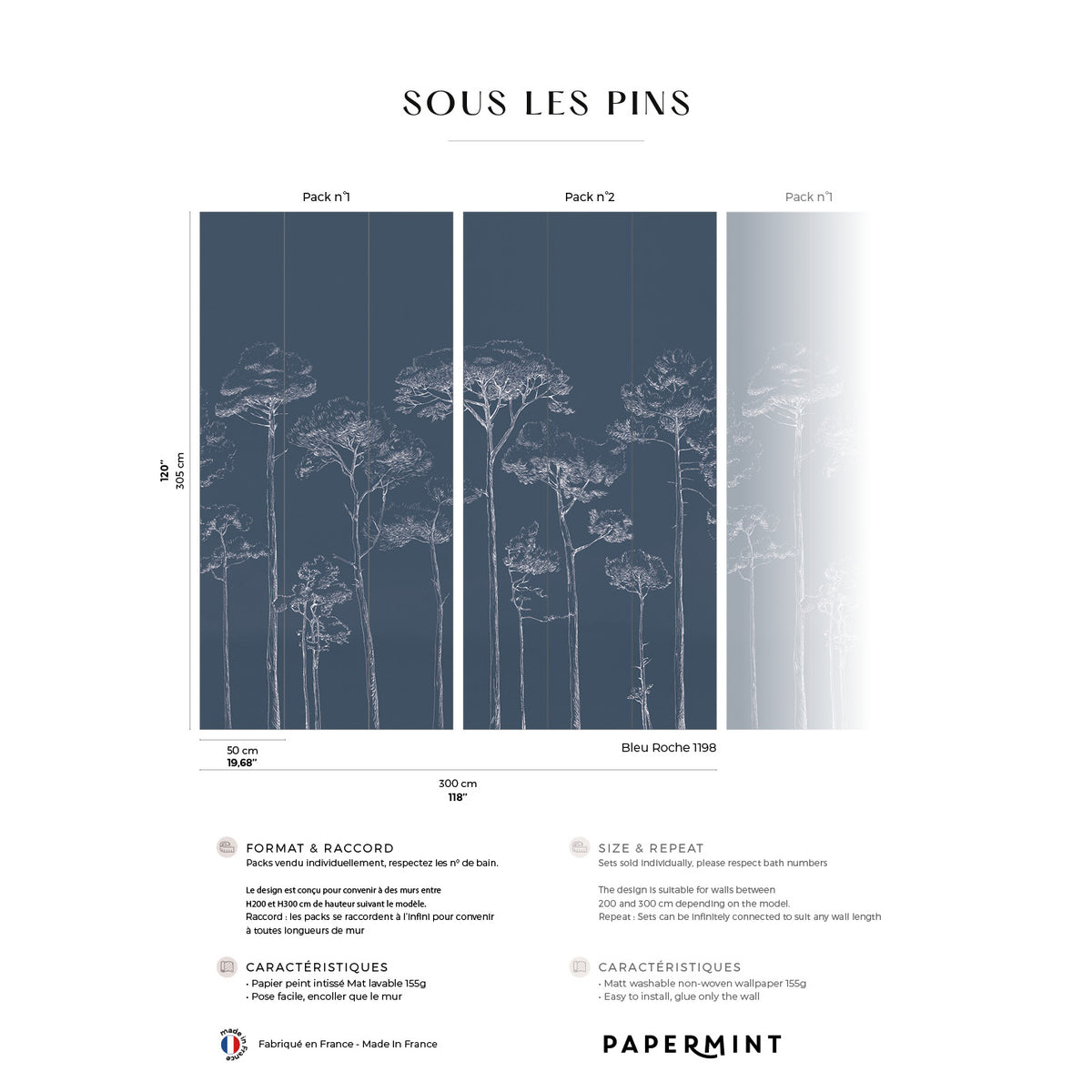 Papermint Under the Pines Pack 1 & 2 in Blue Wall Mural 8184