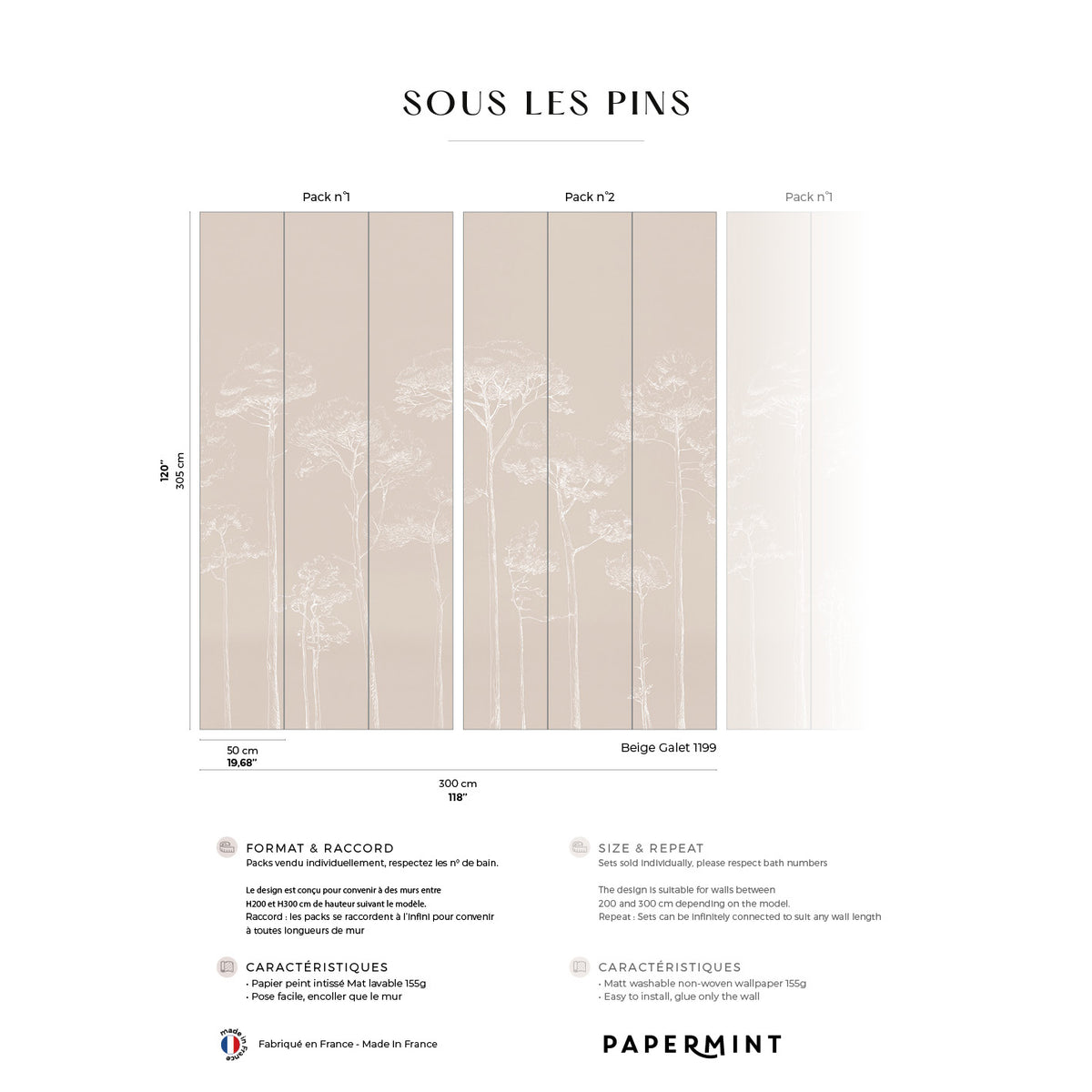 Papermint Under the Pines Pack 1 & 2 in Beige Wall Mural 818