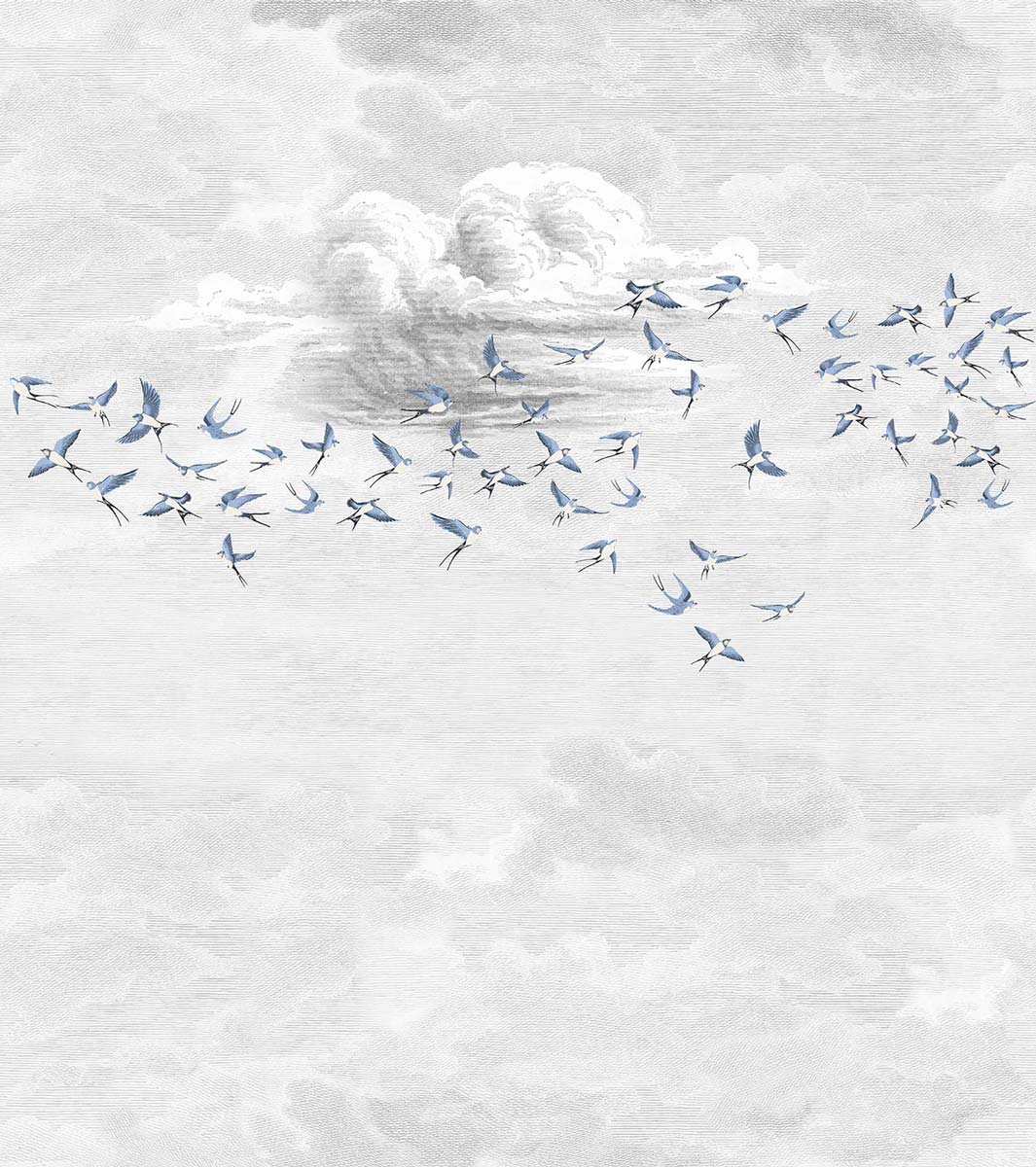 Papermint Swallow Clouds Pack 1 & 2 in Blue Wall Mural 8184-