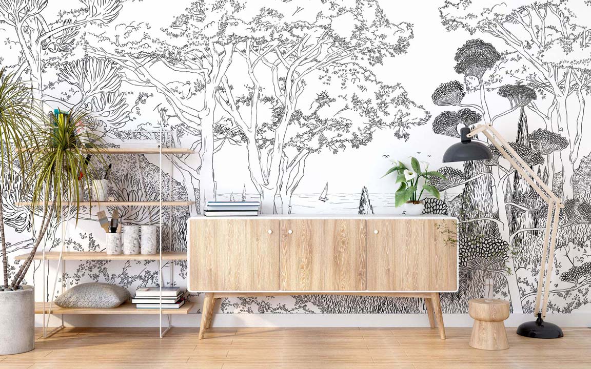 Papermint Tuscany Line Pack 1, 2 & 3 in Black Wall Mural 818