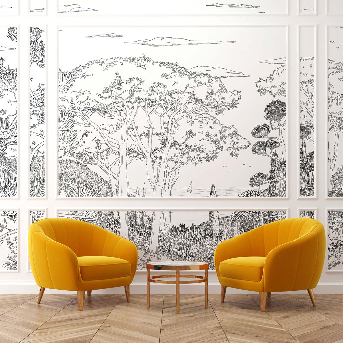 Papermint Tuscany Line Pack 1, 2 & 3 in Black Wall Mural 818