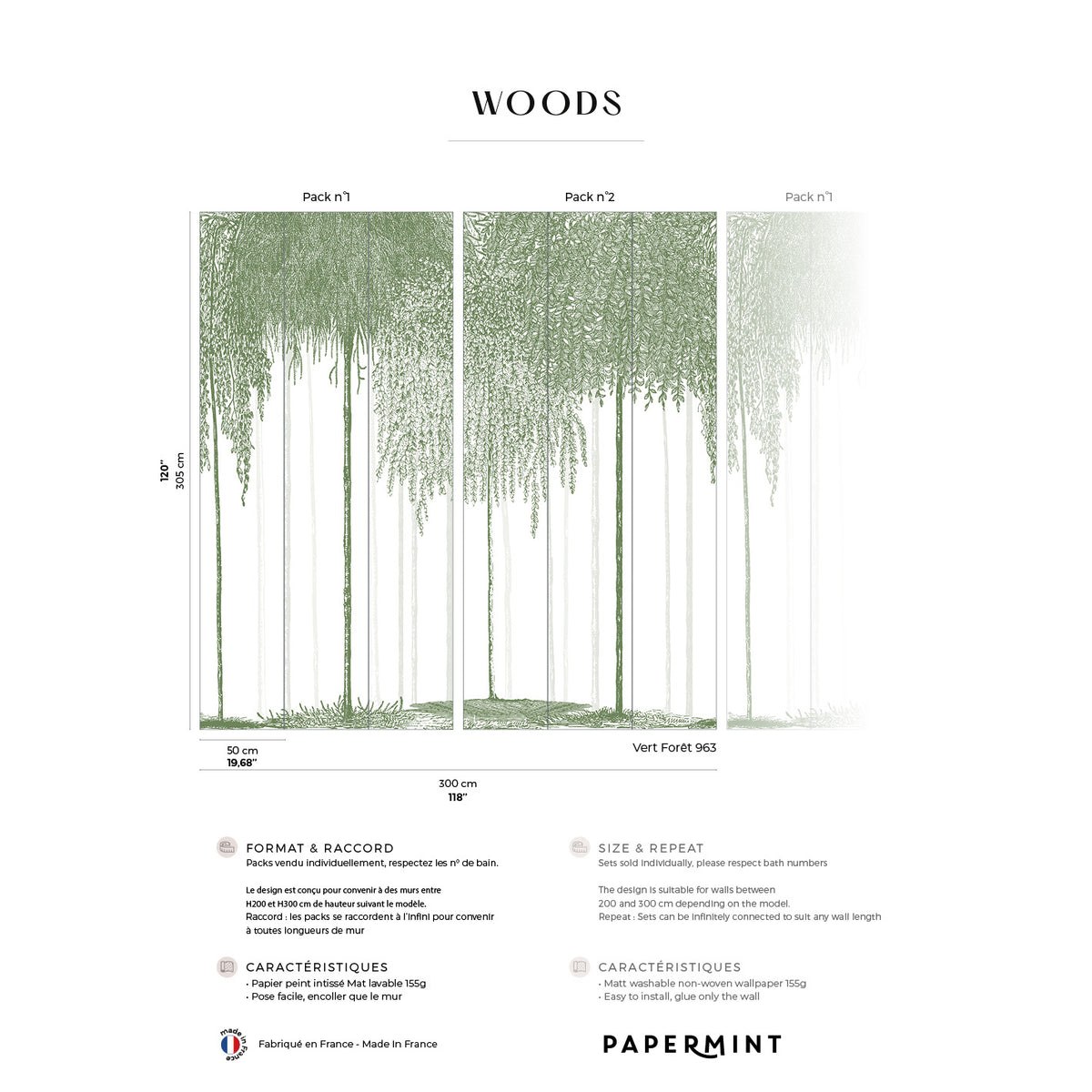 Papermint Woods Pack 1 & 2 in Green Wall Mural 8184-BDL-DI