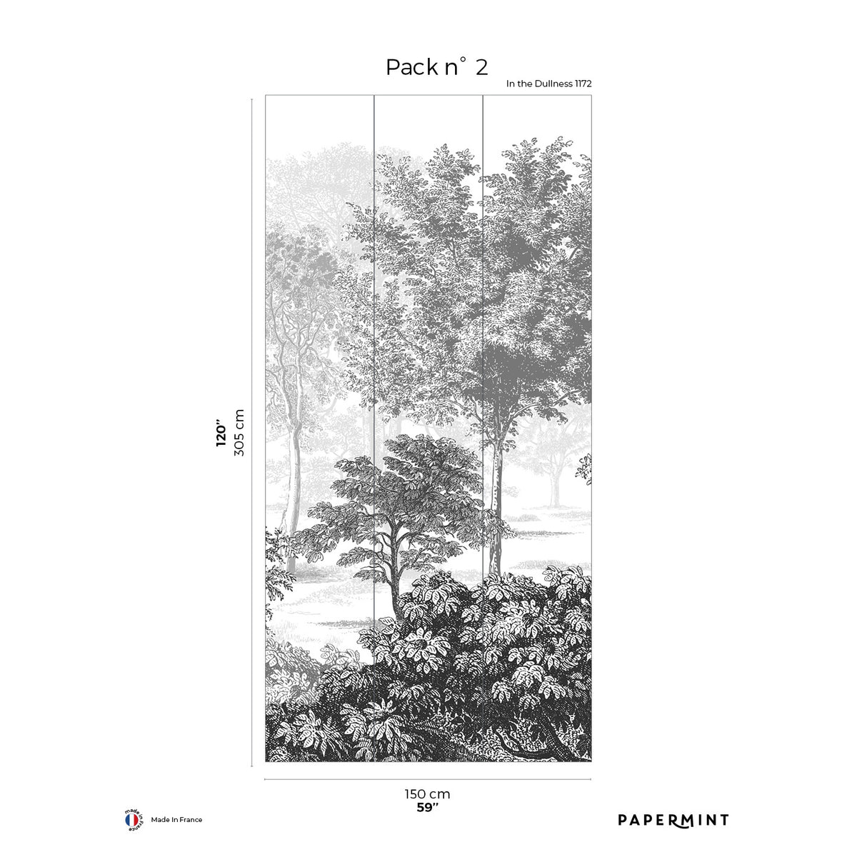 Papermint In The Woods Pack 2 in Grey Wall Mural 8184-BJ1-B