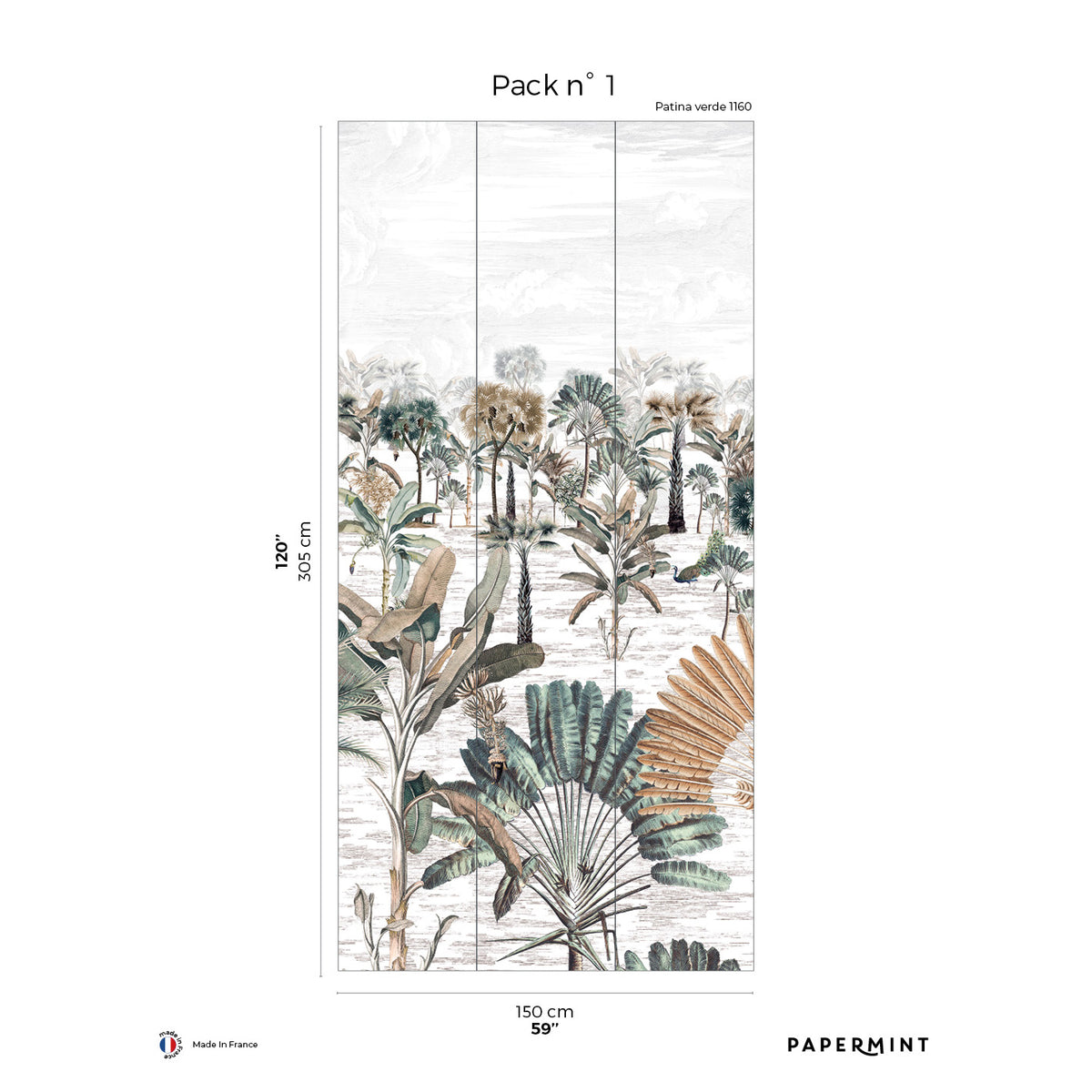 Papermint Java Pack 1 in Green Wall Mural 8184-BM1-A