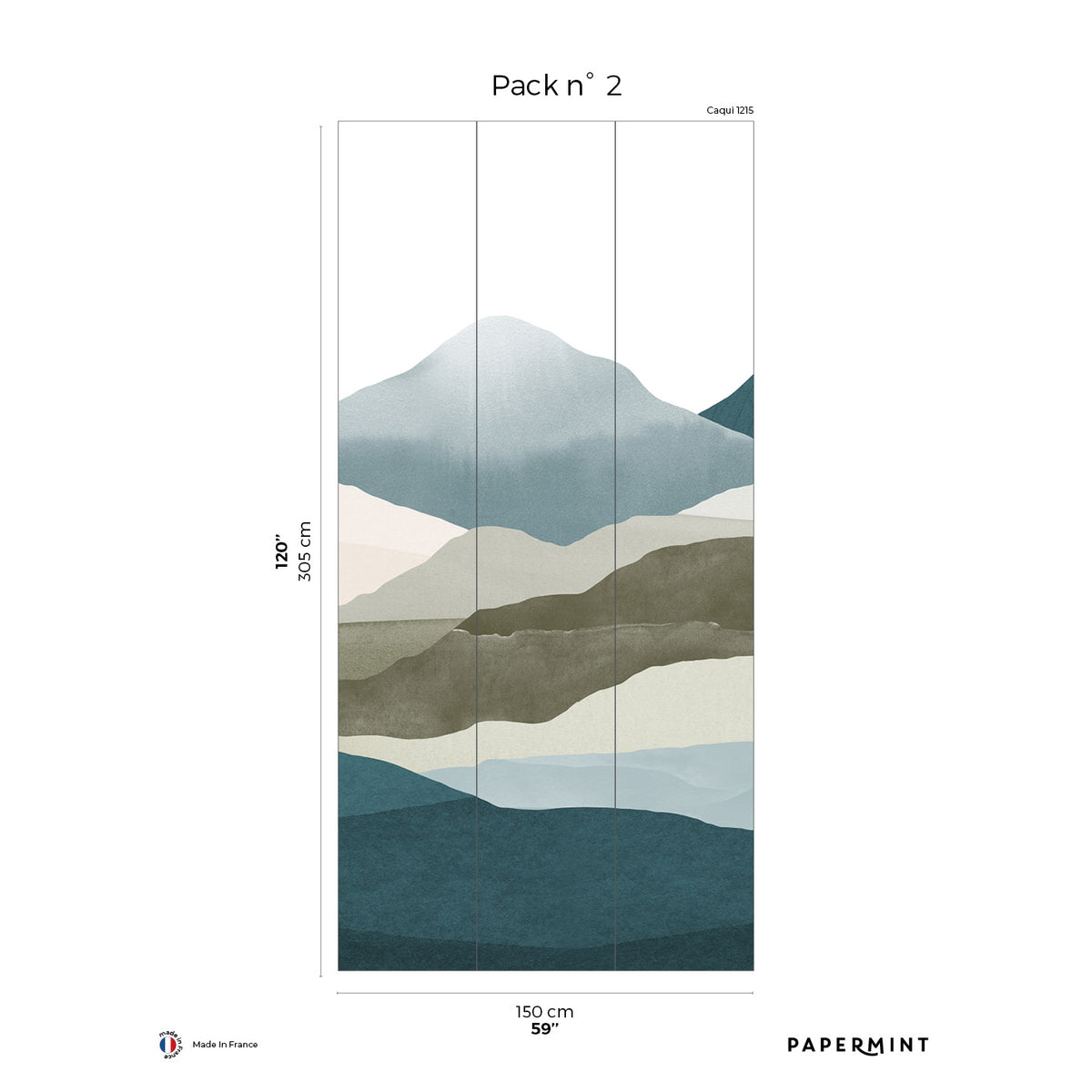 Papermint Montagna Pack 2 in Teal Wall Mural 8184-CE1-B