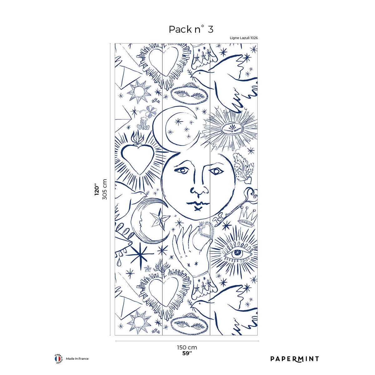 Papermint Mystic Pack 3 in White Wall Mural 8184-CH3-C