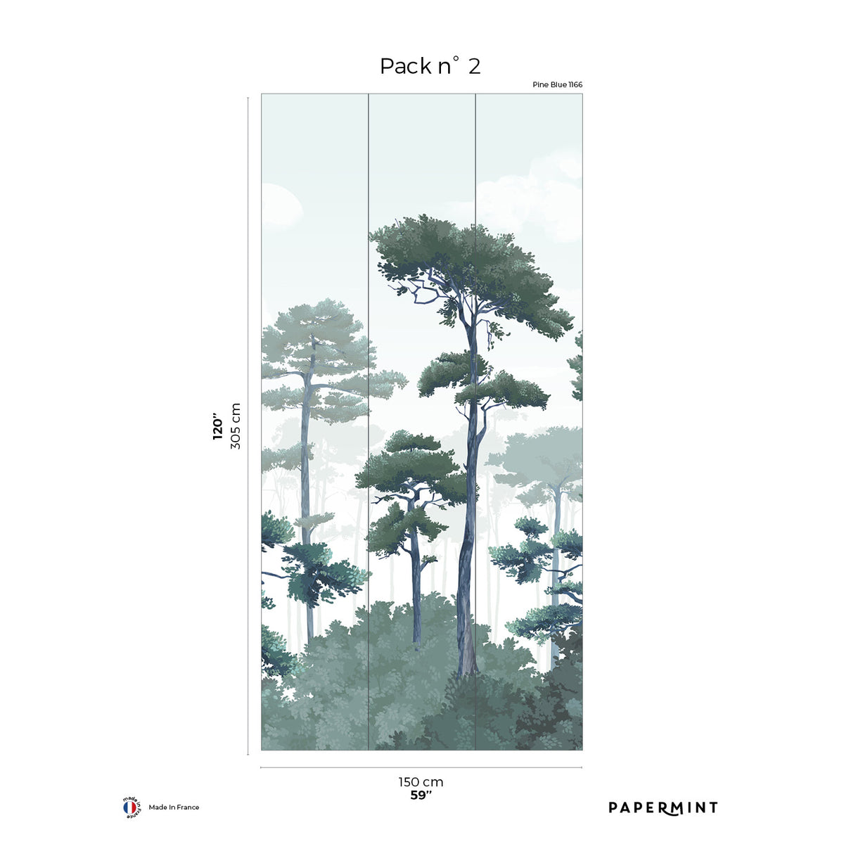 Papermint Pinewood Pack 2 in Blue Wall Mural 8184-CO2-B