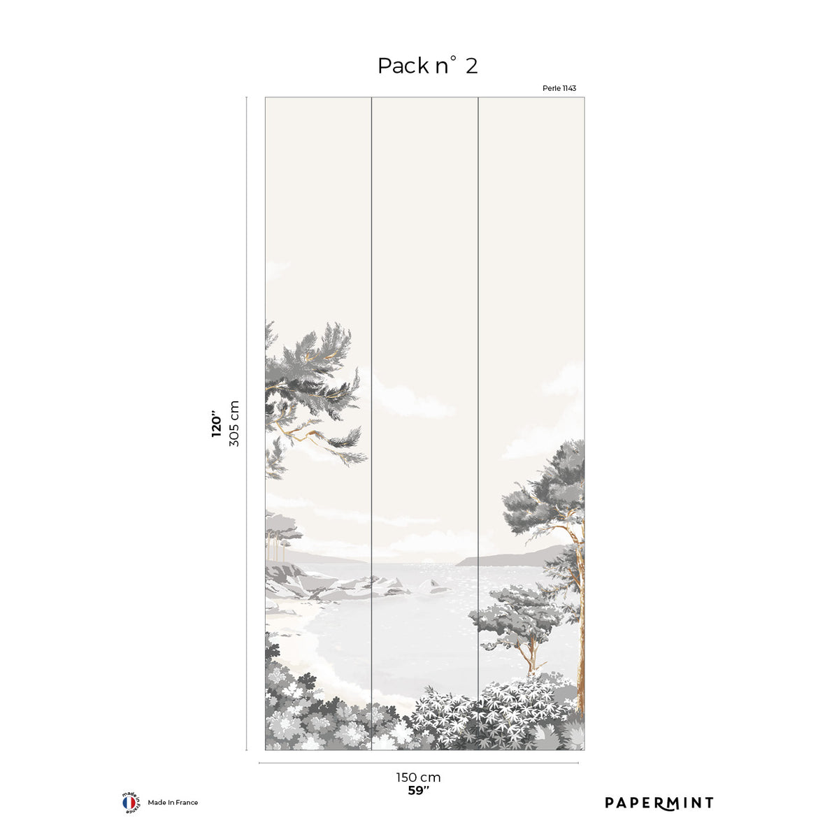 Papermint Quiberon Pack 2 in White Wall Mural 8184-CR2-B