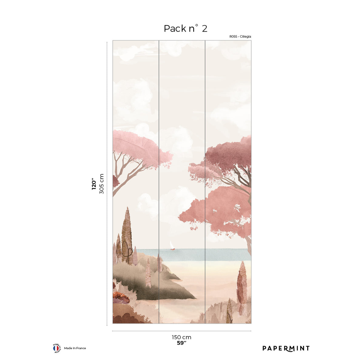 Papermint Riviera La Spiagga Pack 2 in Pink Wall Mural 8184-