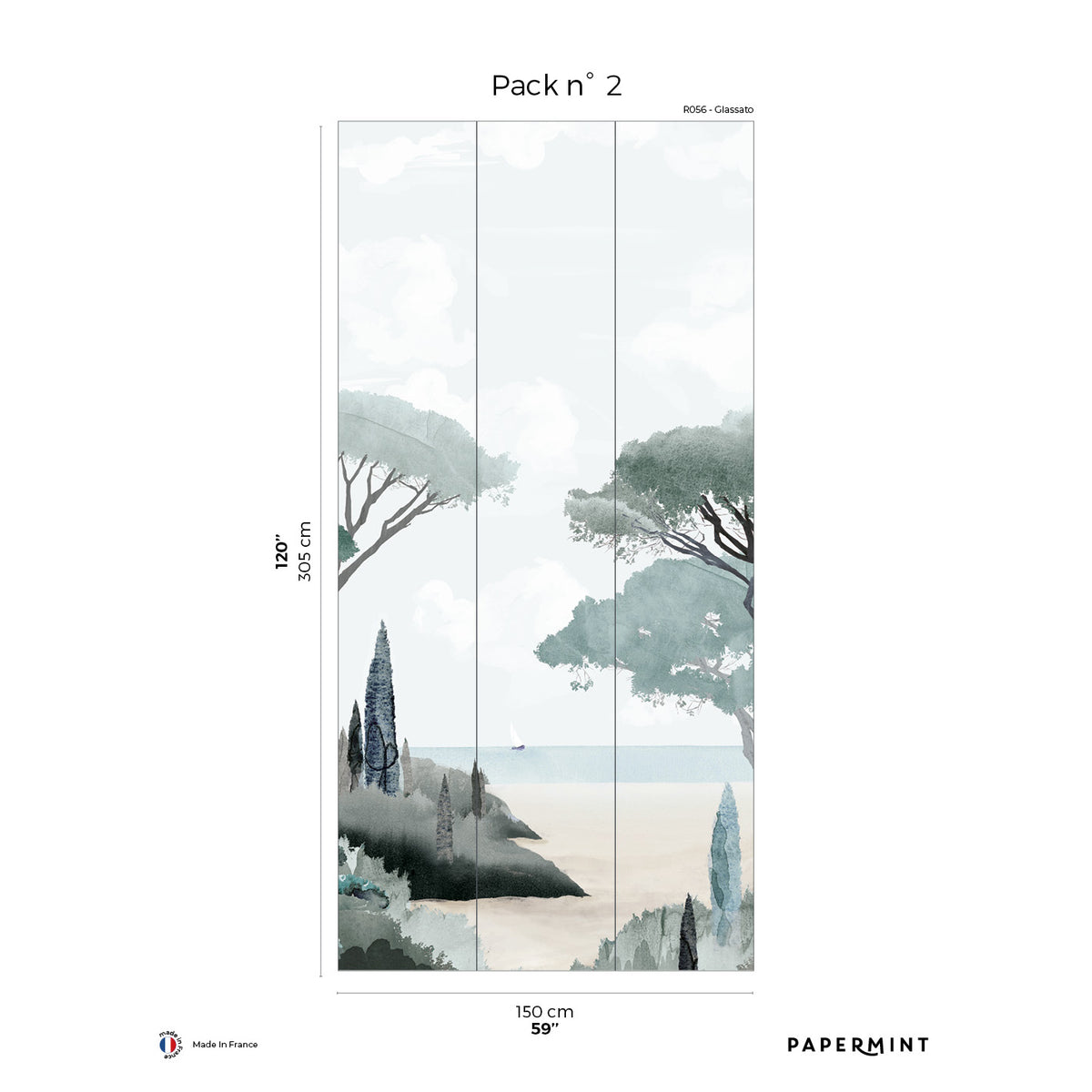 Papermint Riviera La Spiagga Pack 2 in Green Wall Mural 8184