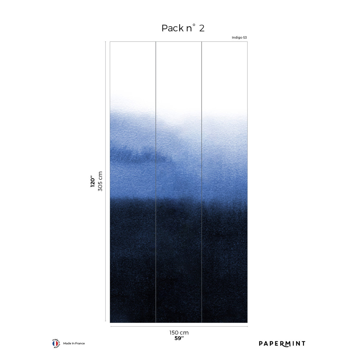 Papermint Sfumato Pack 2 in Blue Wall Mural 8184-CX1-B