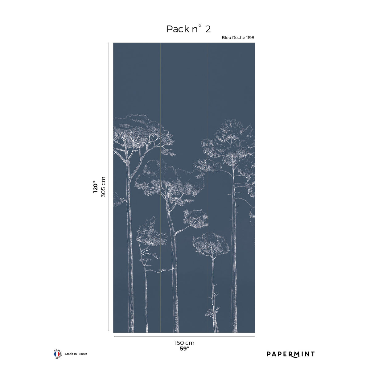 Papermint Under the Pines Pack 2 in Blue Wall Mural 8184-CY1