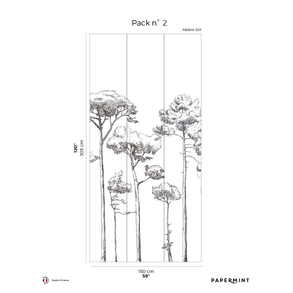 Papermint Under the Pines Pack 2 in Black Wall Mural 8184-CY
