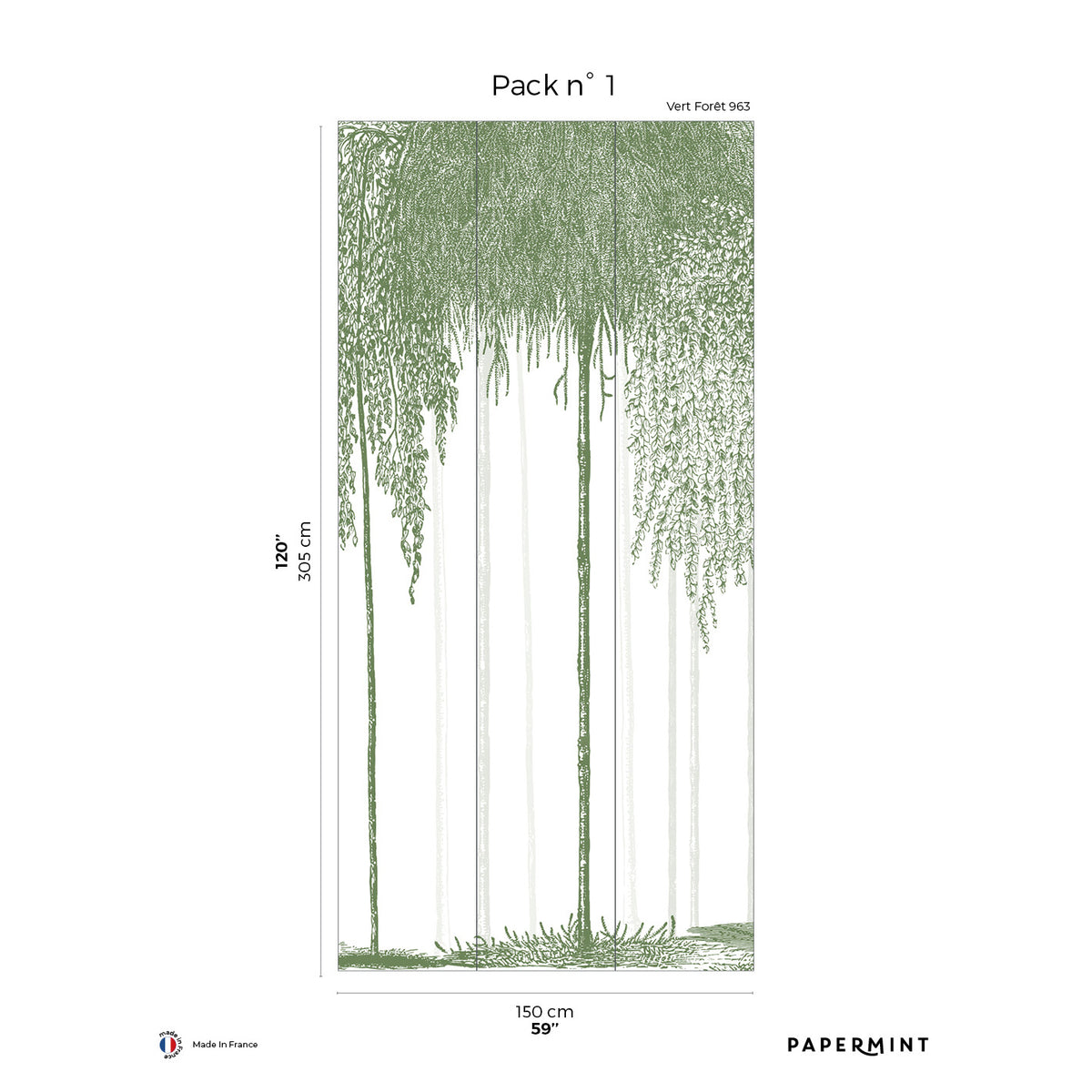 Papermint Woods Pack 1 in Green Wall Mural 8184-DI1-A