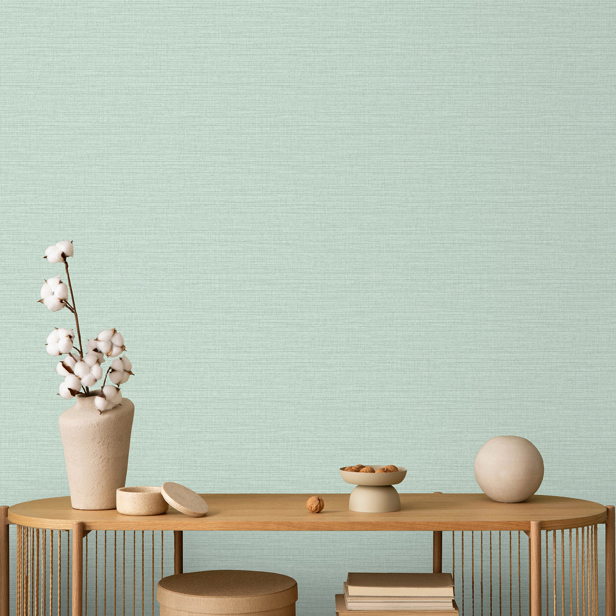 Veer Decor Horizontal Stria Texture Aqua Green Wallpaper 819