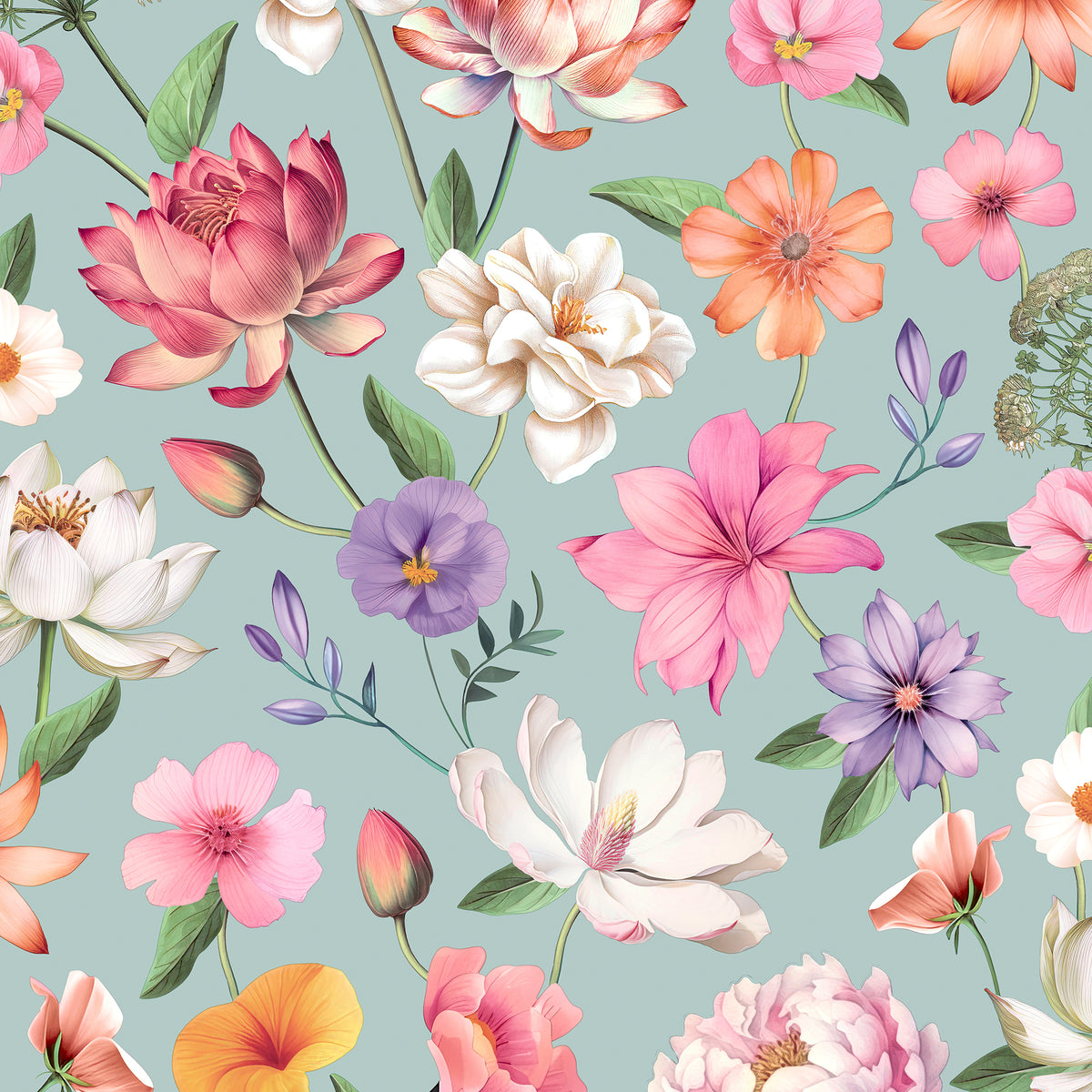 Veer Decor Floral Fantasia Blue Wallpaper 8196-AC1