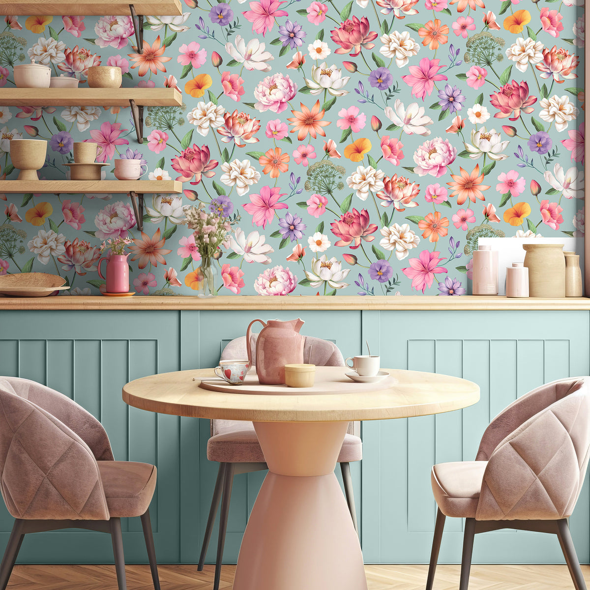 Veer Decor Floral Fantasia Blue Wallpaper 8196-AC1