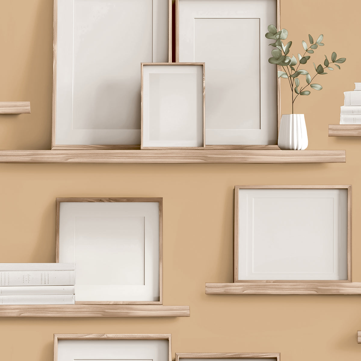 Veer Decor Frame Shelves Mustard Wallpaper 8196-AG1