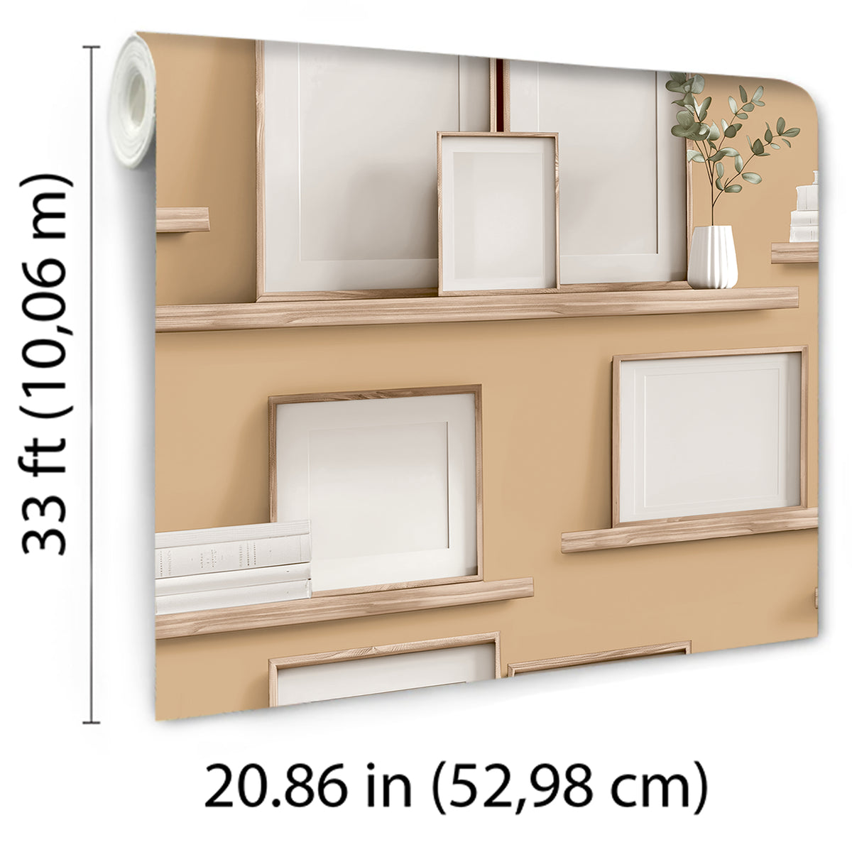 Veer Decor Frame Shelves Mustard Wallpaper 8196-AG1