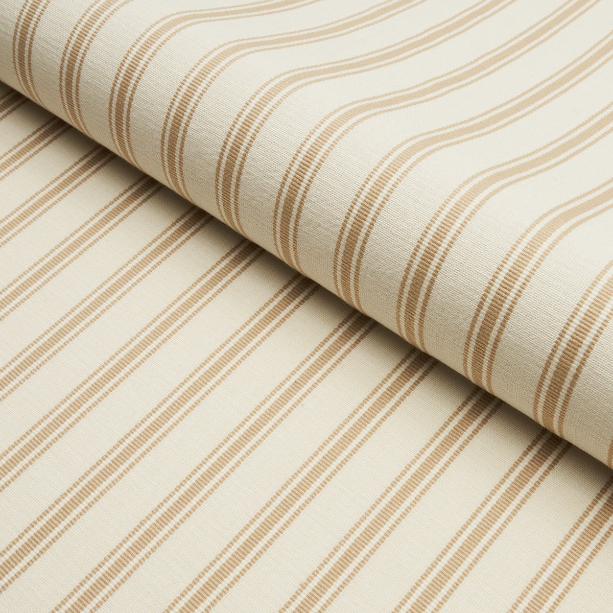 Schumacher 82202 MARQUET TICKING STRIPE in SAND Fabric - NEW