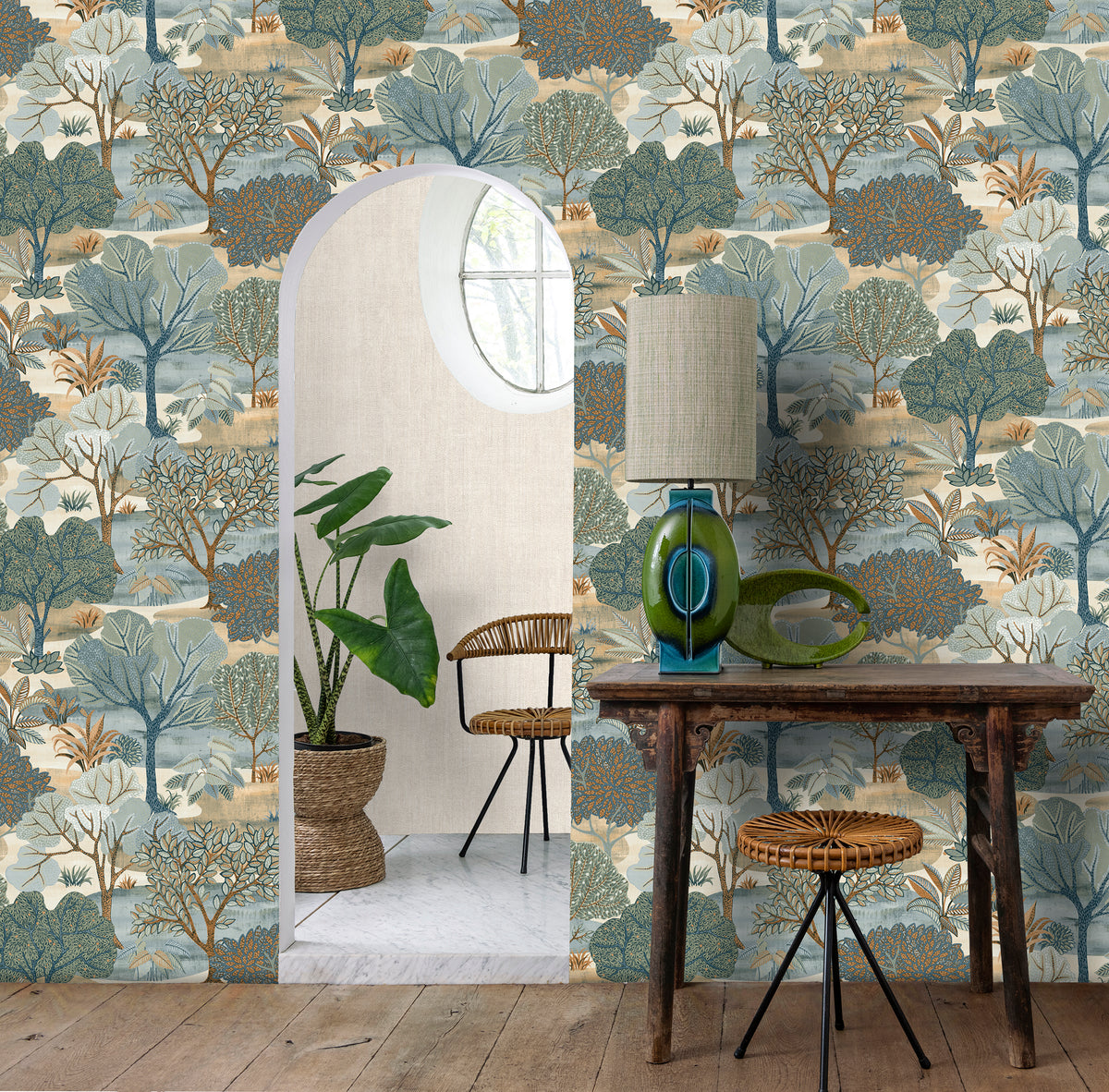 Veer Decor Allure Forest Blue Wallpaper 8249-AE3