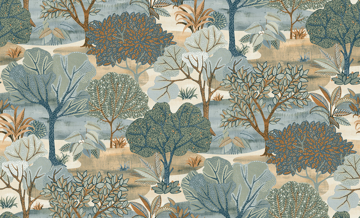 Veer Decor Allure Forest Blue Wallpaper 8249-AE3