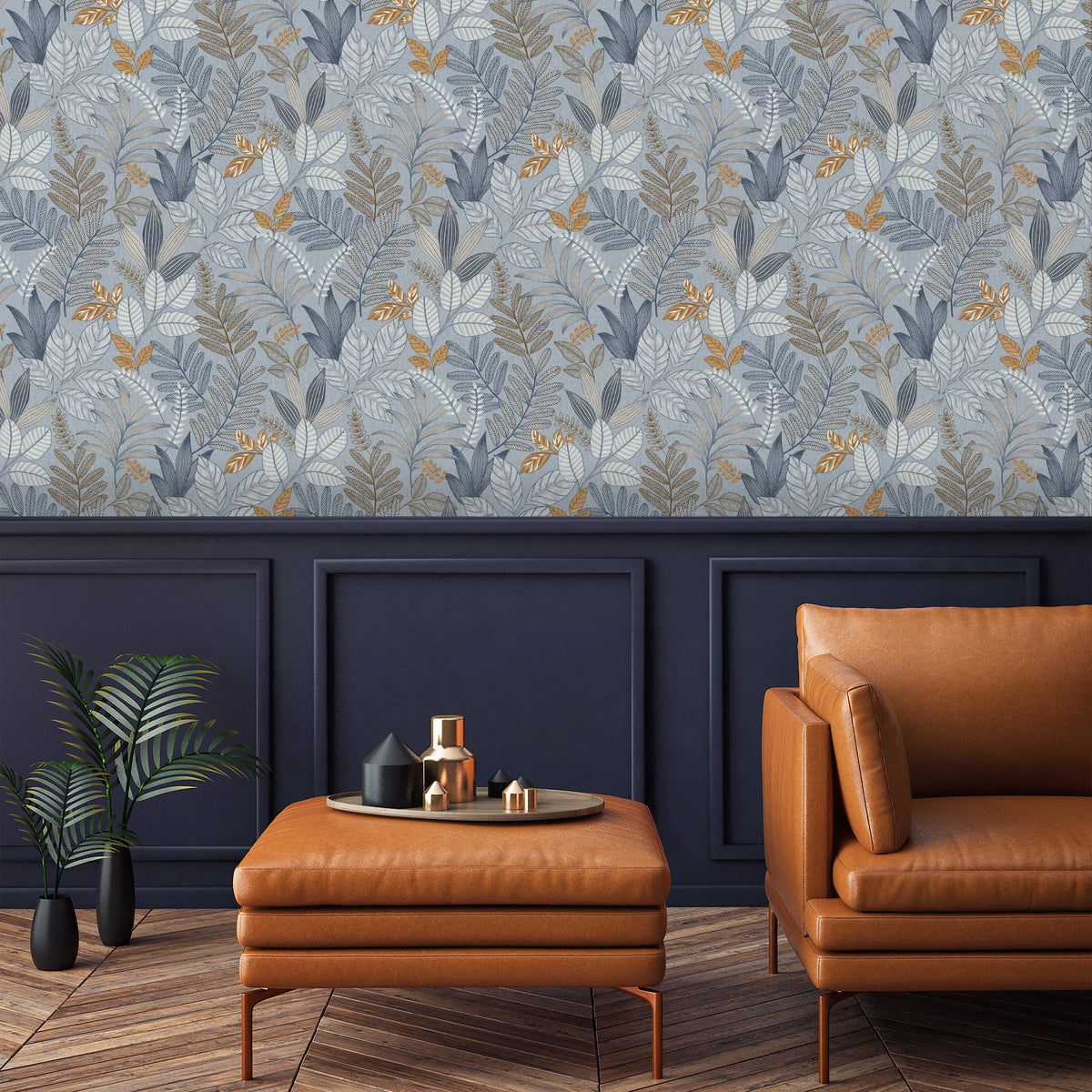 Veer Decor Allure Foliage Blue Wallpaper 8249-AI4