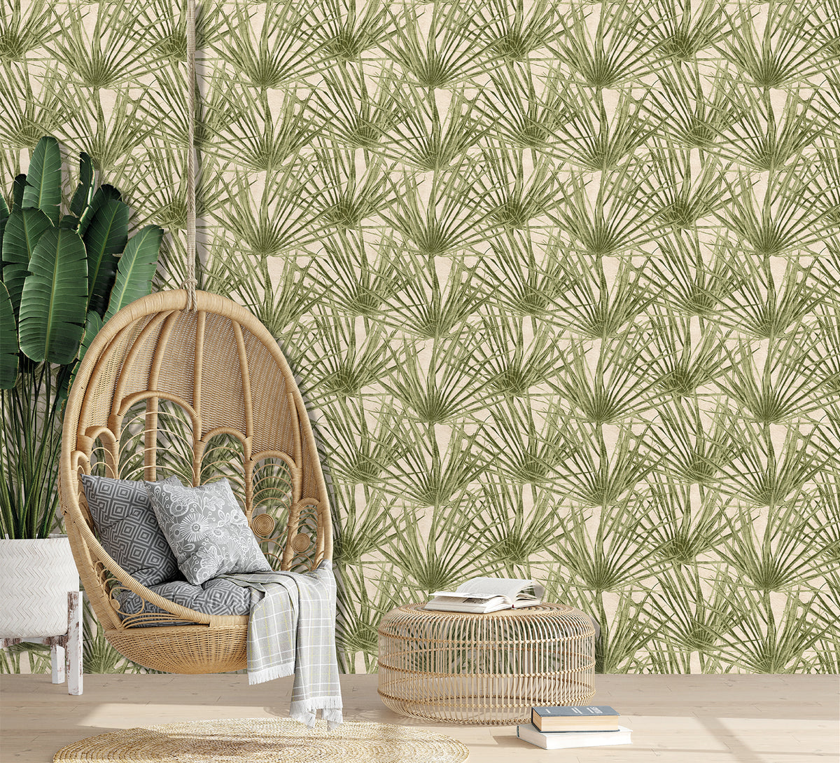 Veer Decor Palm Turtle Green Wallpaper 8250-AF3