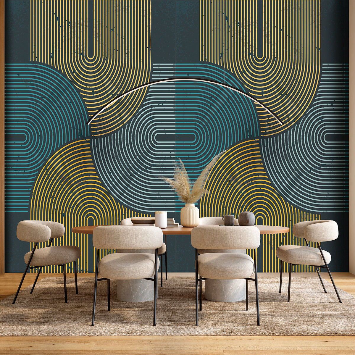 Veer Decor Mod Curves Navy Wall Mural 8253-AA1