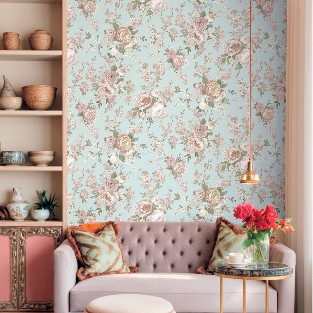 Galerie Blooming Garden Floral Blue Wallpaper 8311