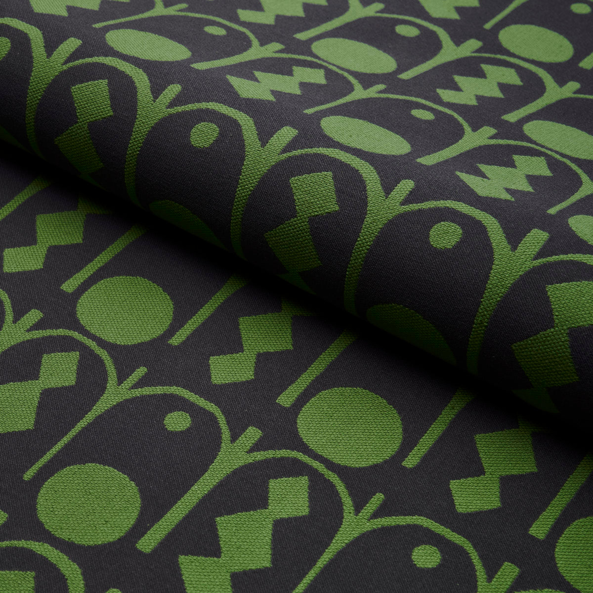 Schumacher 83412 DOWNTOWN in GREEN AND BLACK Fabric - DRUSUS