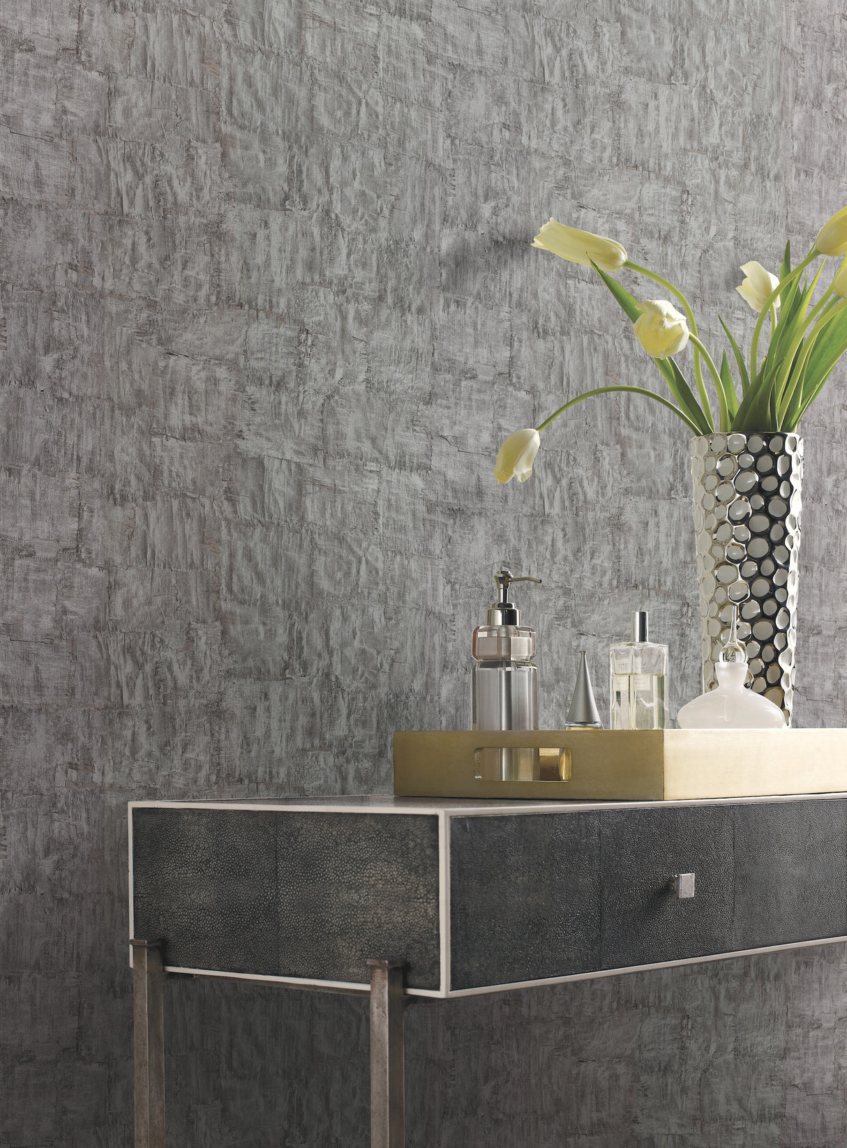 York 83614 Brushstrokes Grey Wallpaper