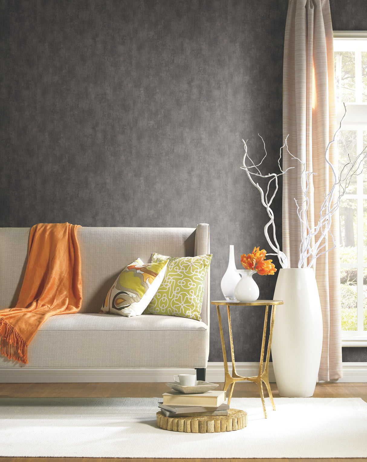 York 83624 Edifice Charcoal Wallpaper