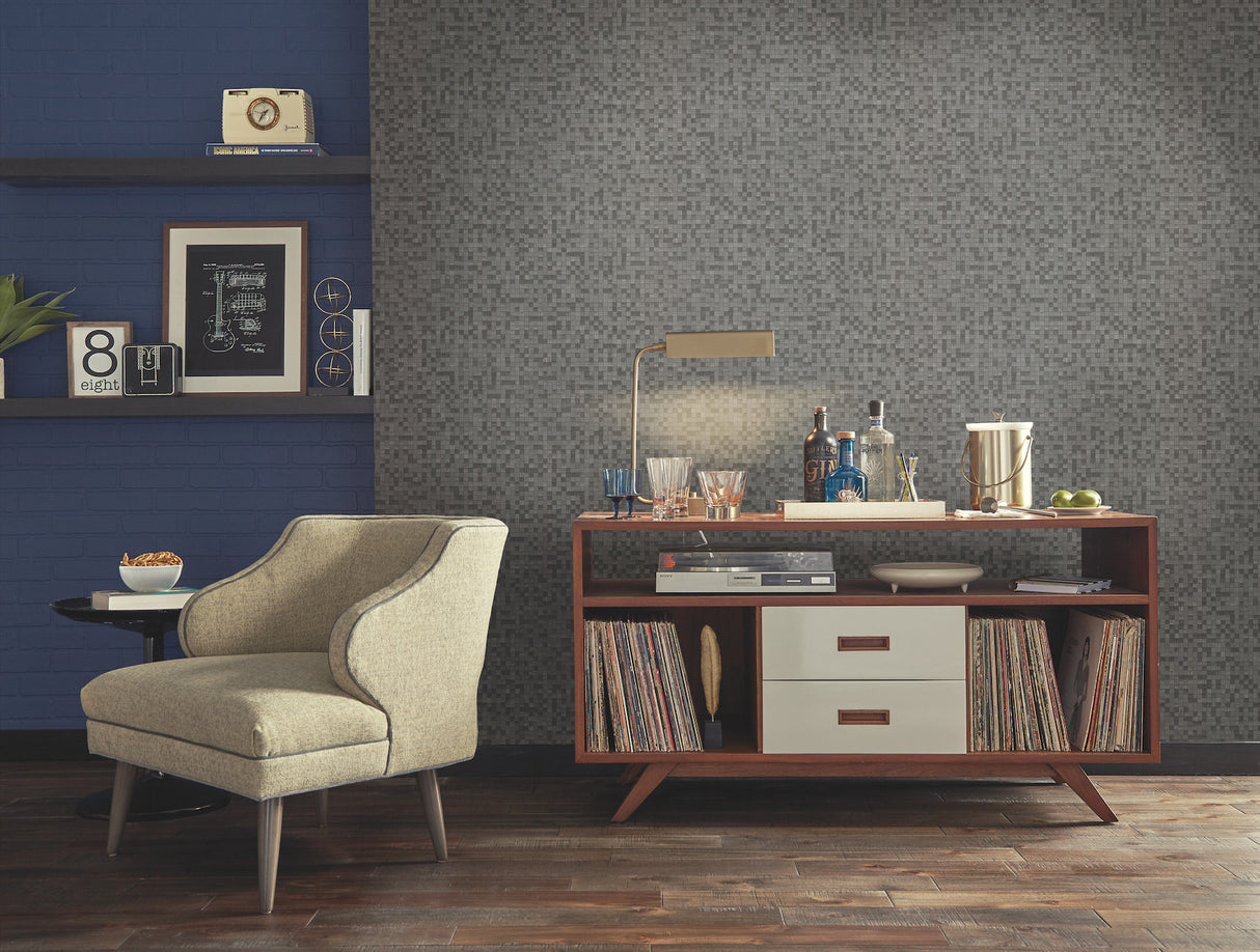 York 83627 Token Charcoal Wallpaper