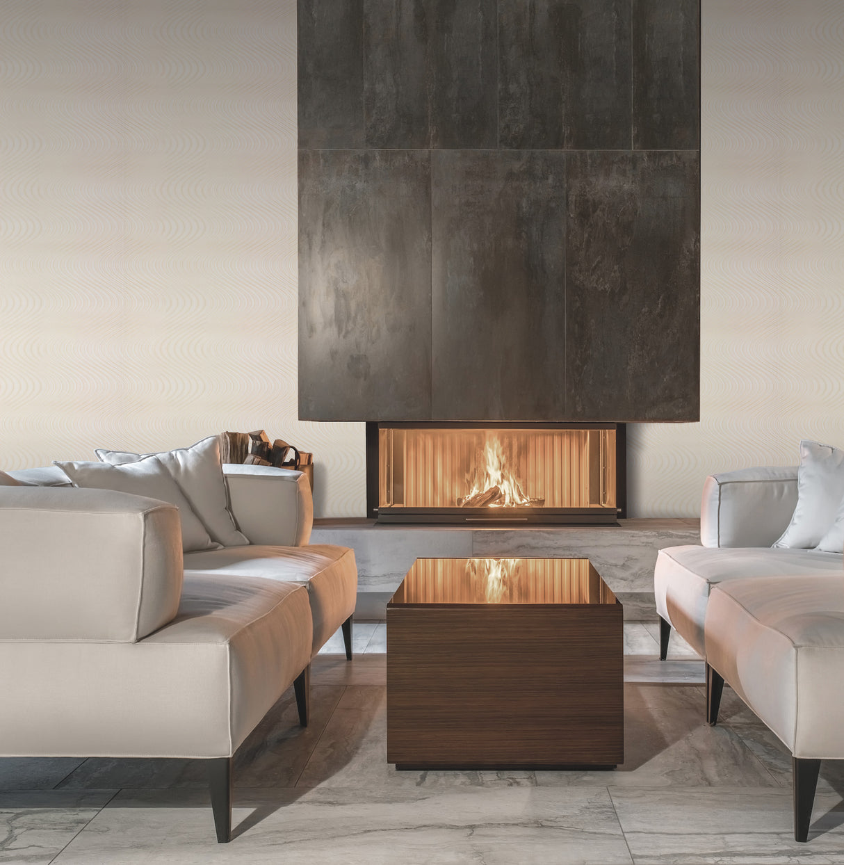 York 83642 Ocean Swell Cream & White Wallpaper