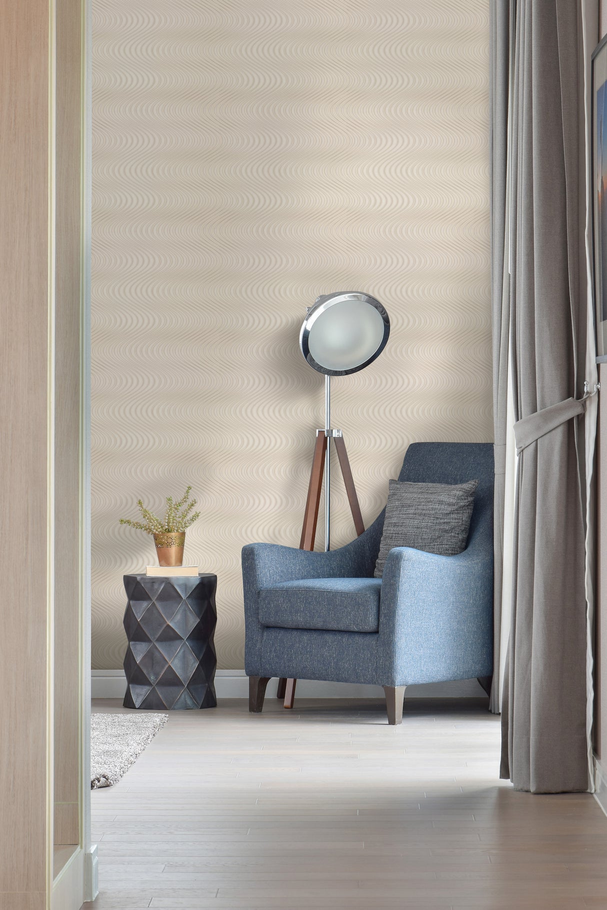 York 83649 Ocean Swell Taupe & Beige Wallpaper